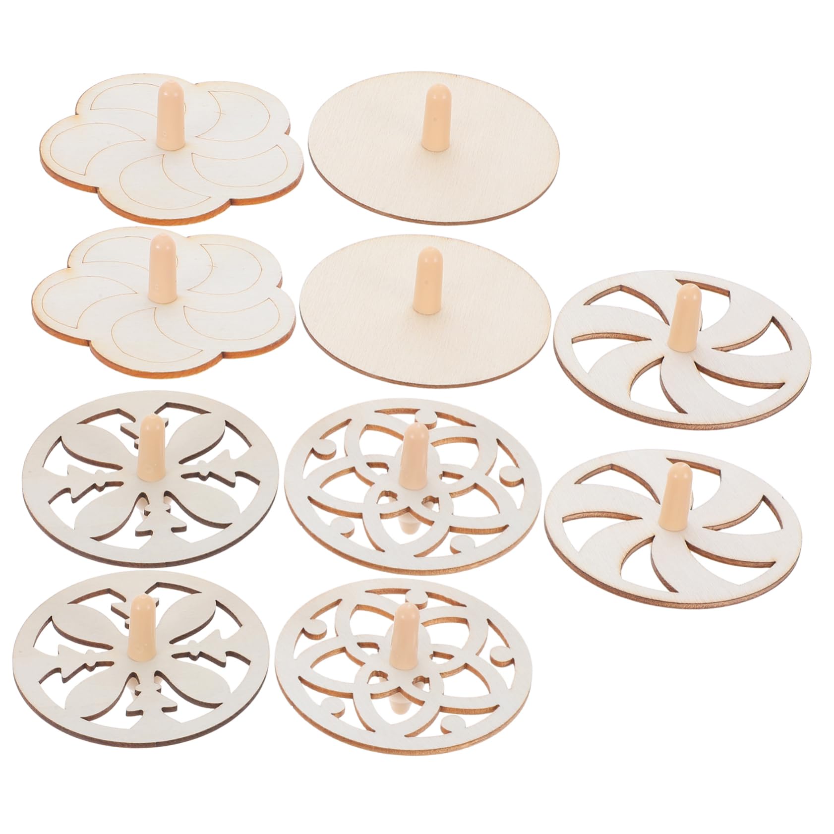 WHAMVOX 10-piece Set Wooden Boys and Girls Gyro Toys Unfinished Spinning Tops for Boys and Girls Family Craft Activity Toys