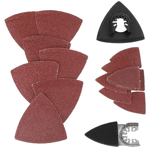 Hojas de lija triangulares con gancho y bucle, 82 unidades, almohadilla de arena oscilante multiherramienta para Bosch Stanley Multimaster Dremel