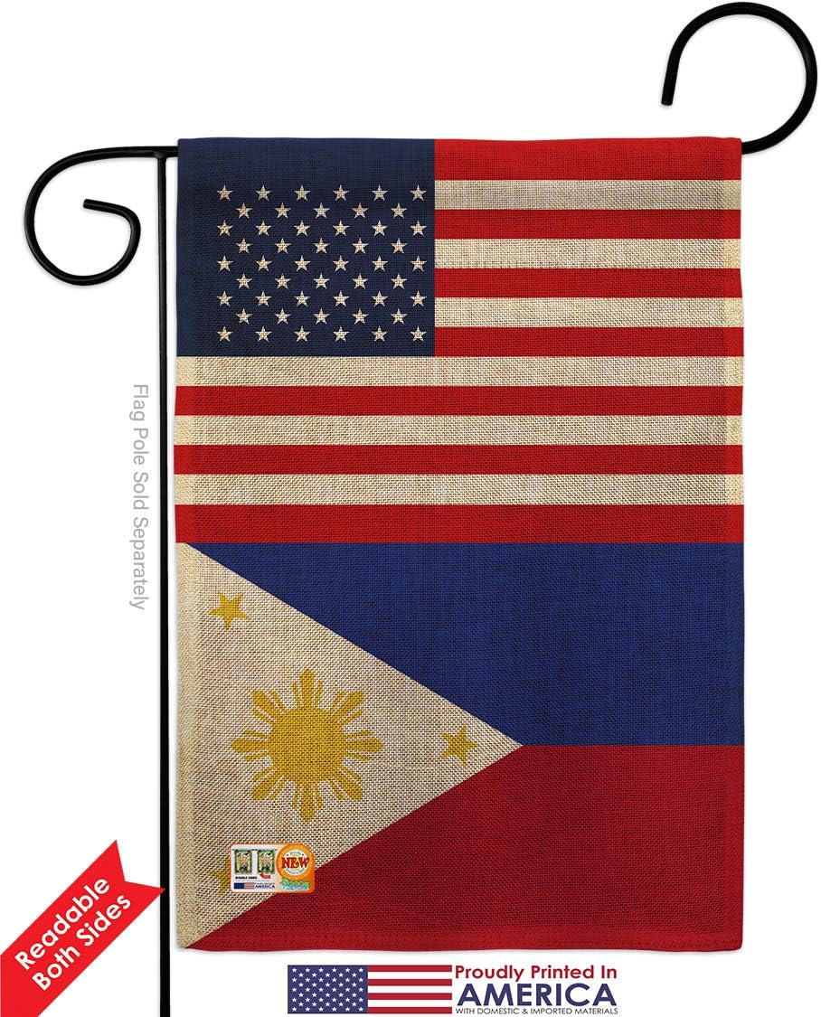 Philippines US Friendship Burlap Burlap Garden Flag Regional USA American Alliance World Country Particular Area Small Decorative Gift Yard House Banner Double-Sided Made In 13 X 18.5