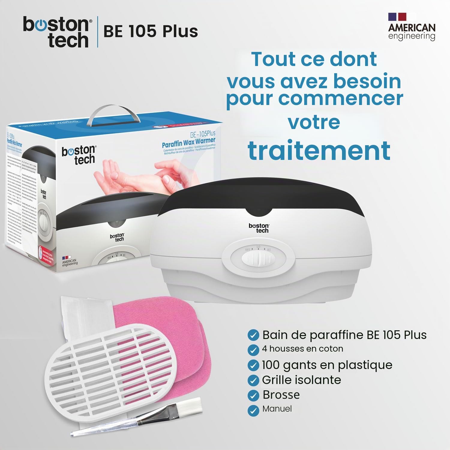 Boston Tech Bain de Paraffine 3 L Appareil à Paraffine pour Douleurs Musculaires Arthrose Usage Personnel Professionnel