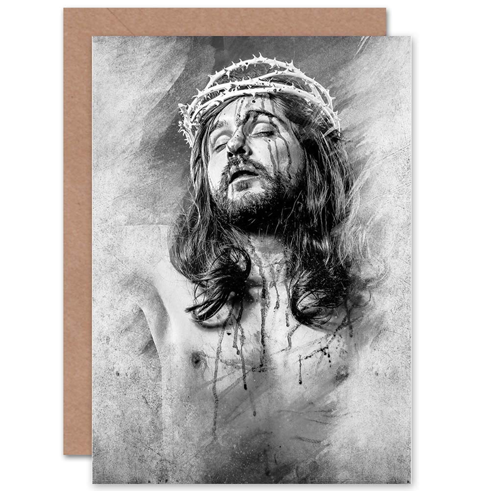 Wee Blue Coo Blue Wee Coo Jesus Christ Christian Crusifix Blank Greetings Birthday Card Art
