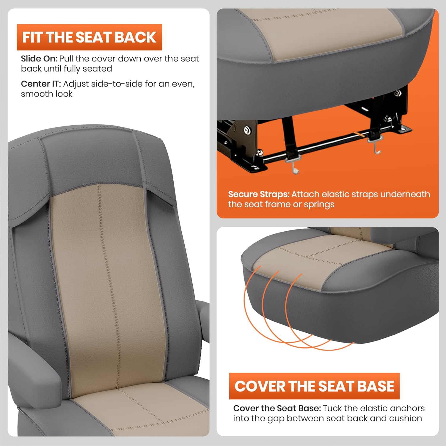 VALUN RV Seat Covers (Grey 2 Pack) – Captains Chair Seat Covers for RV Captain Chair & Motorhome Chairs, Universal Fit RV Chair Covers for Camper, Trailer, Van, Protects Against Dirt, Spills & Wear