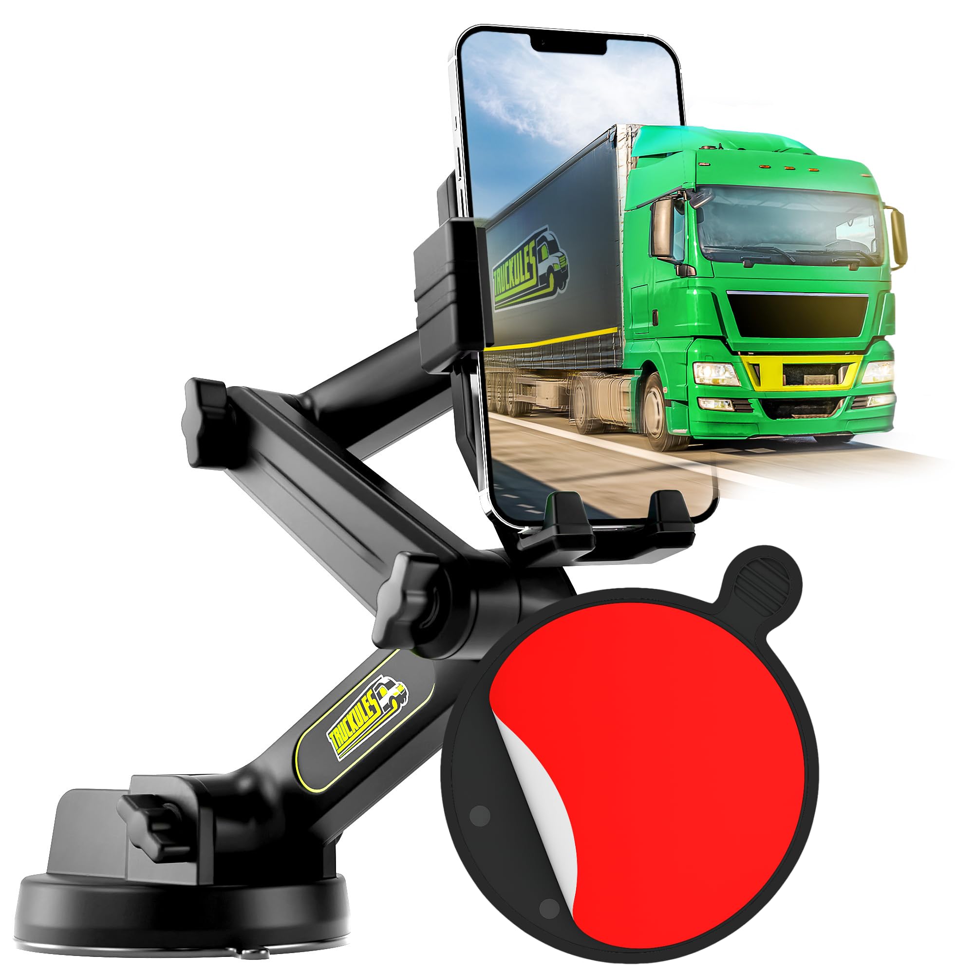 Cell Phone Mount for Truck Phone Holder for Truck Drivers - Heavy Duty Suction Cup Dashboard Pad iPhone