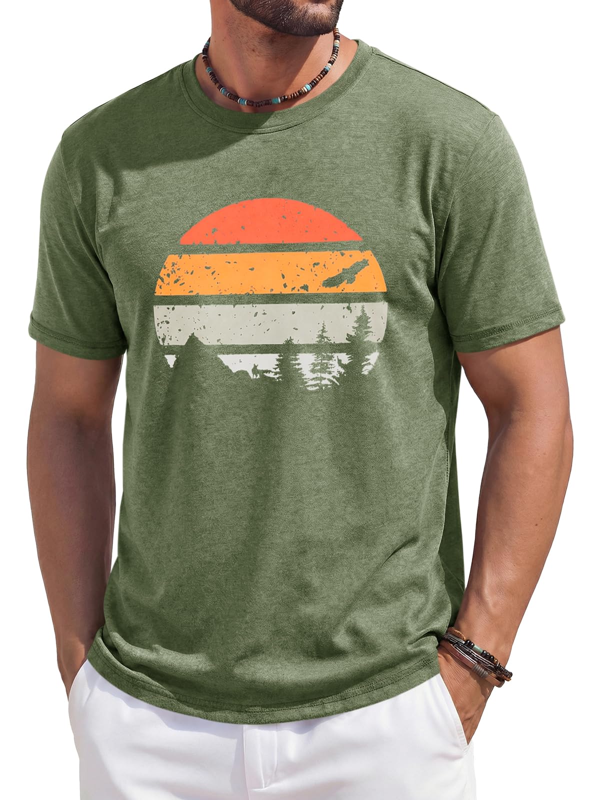 Runcati Mens Short Sleeve T-Shirts Casual Graphic Printed Tee Tops Crewneck Summer Beach Hawaiian Vintage Shirt