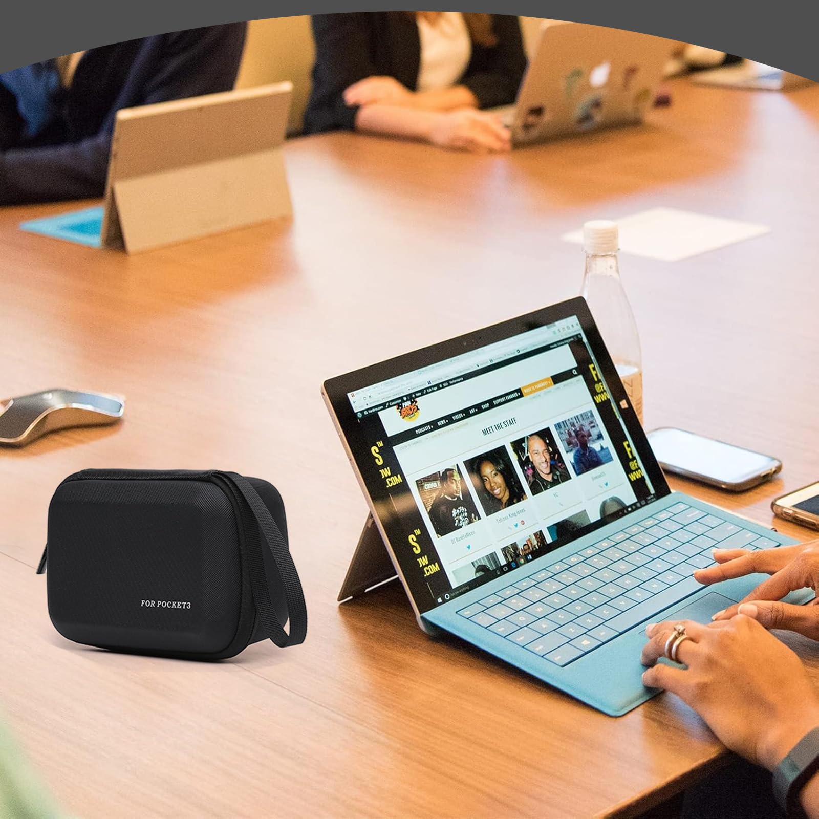 Sac pour DJI Osmo Pocket 3 Creator Combo, matériau PU et EVA étanche, sac de transport compact avec poignée en sangle, protection de voyage pour accessoires Osmo Pocket 3 Combo, noir