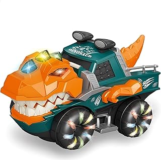 لعبة ديناصور بلاستيكية بامب اند جو للأطفال، لعبة ديناصور بتصميم كرتوني مع أجزاء متحركة، لعبة موسيقية تعمل بالبطارية مع أضواء من ويسكي، متعددة الألوان، 3 سنوات فما فوق (قطعة واحدة)