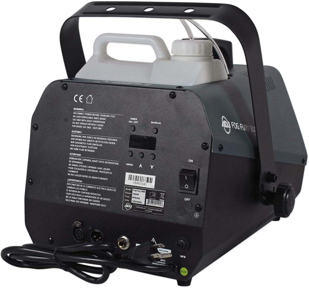 New American DJ Fog Fury 3000 DMX Fog Machine w/Wired Remote+(2) Strobe Lights