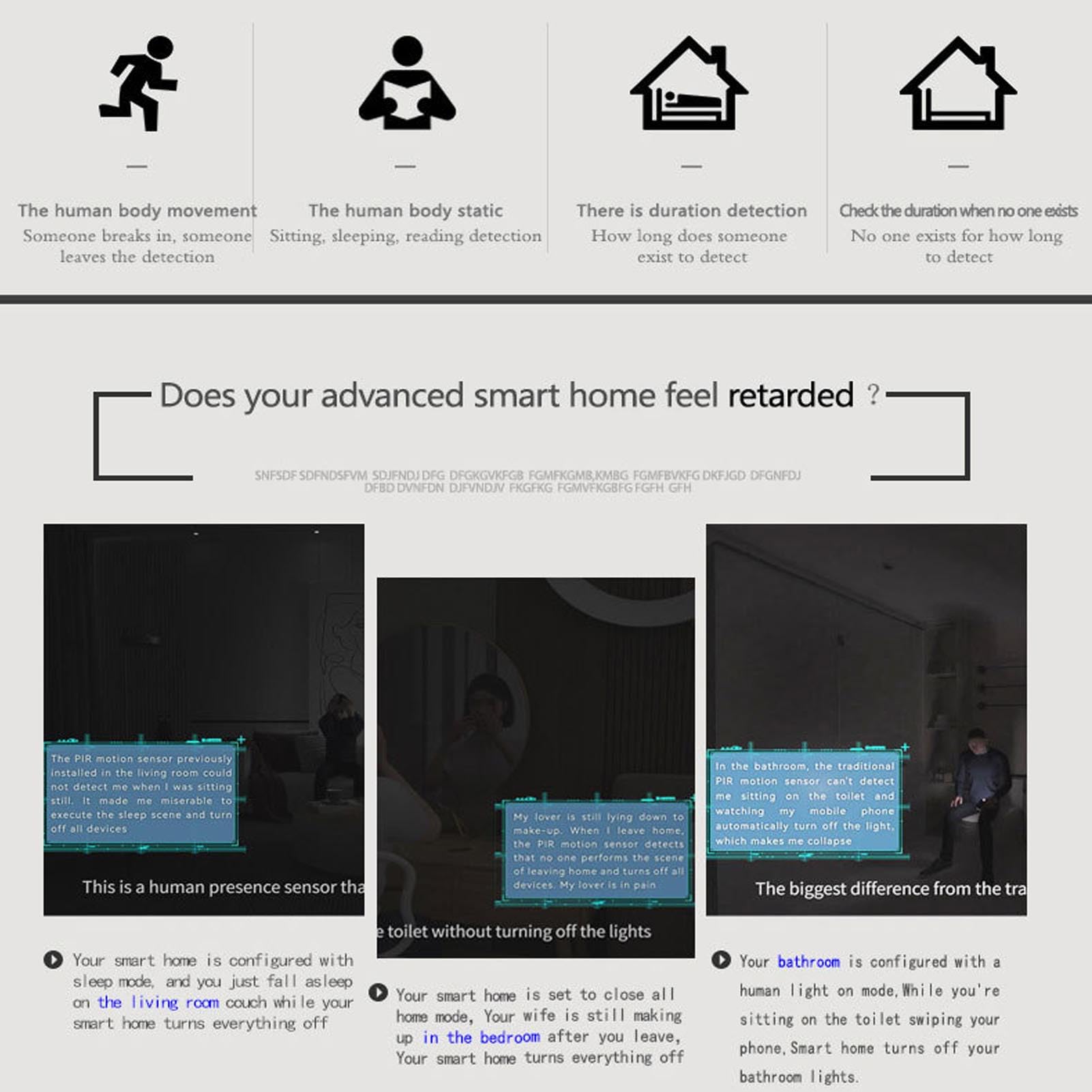 Sensor de Movimiento inalámbrico de Detector de Presencia Humana Inteligente para la aplicación de la aplicación Tuya Home Security