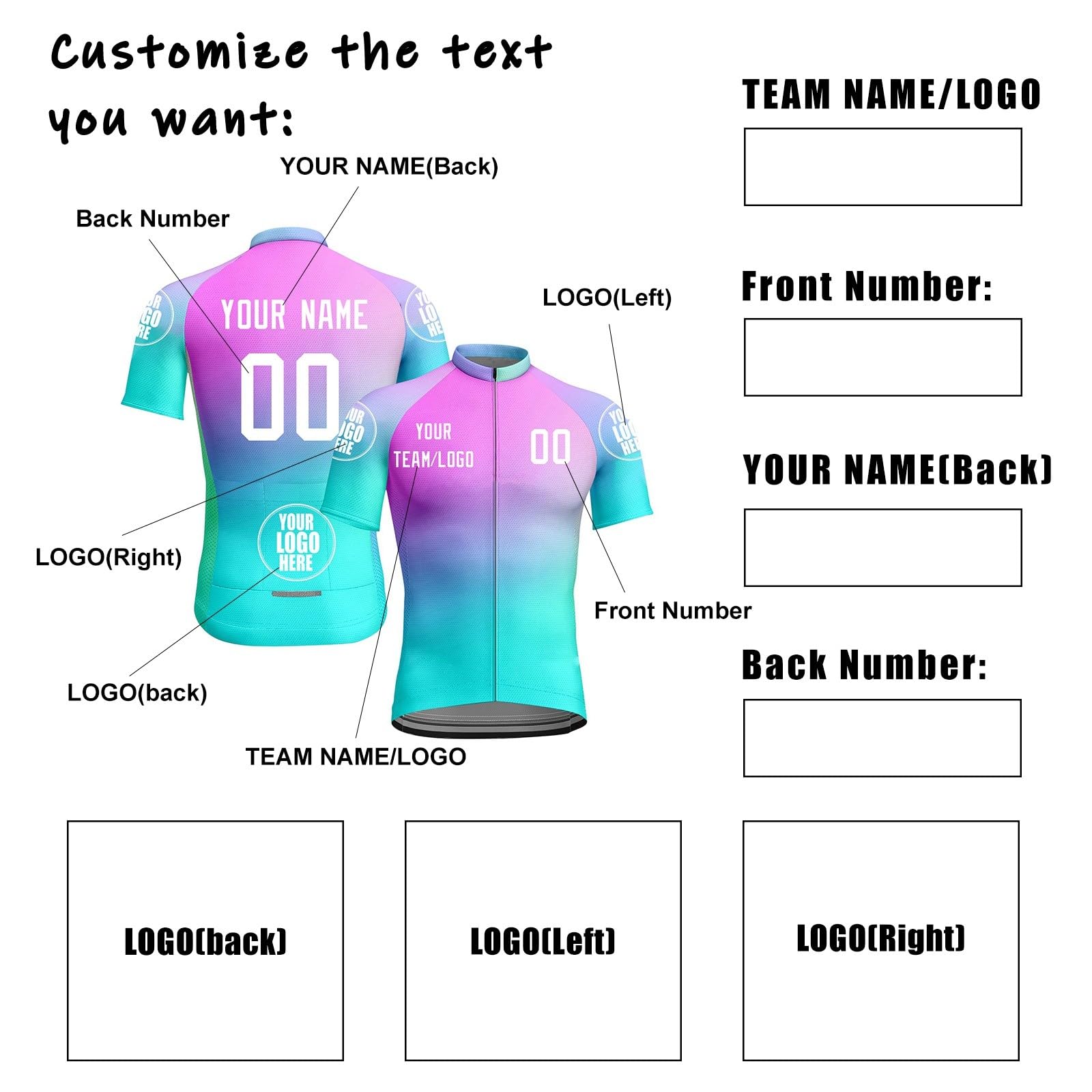 Maillots de Cyclisme pour Hommes et Femmes, Manches Courtes, Fermeture éclair complète avec Poches, nom d'équipe personnalisé, Logo de Votre nom, vêtements de Cyclisme, Maillot de vélo