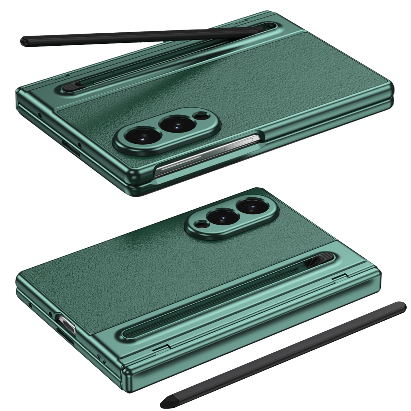 Case per Galaxy Z Fold 8, Protezione cerniera Fold 8 cover, custodia Samsung Galaxy Z Fold8 con pellicola protettiva per lo schermo + Penna stilo + portapenne-Verde