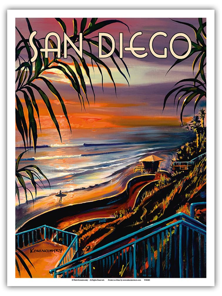 Amazon.com: San Diego - California Sunset - Vintage Travel Poster