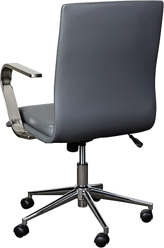 Miniatura 46 de Flash Furniture James Silla ejecutiva de oficina de diseño con respaldo medio, tapicería LeatherSoft gris topo, base y brazos cromados cepillados,