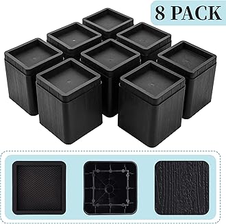 BTSD-home 4 inch or 8 inch Bed Risers Heavy Duty Stackable Furniture Risers Bed Lifts Risers for Couch, Sofa, Desk or Table Legs Extenders 8 Pack