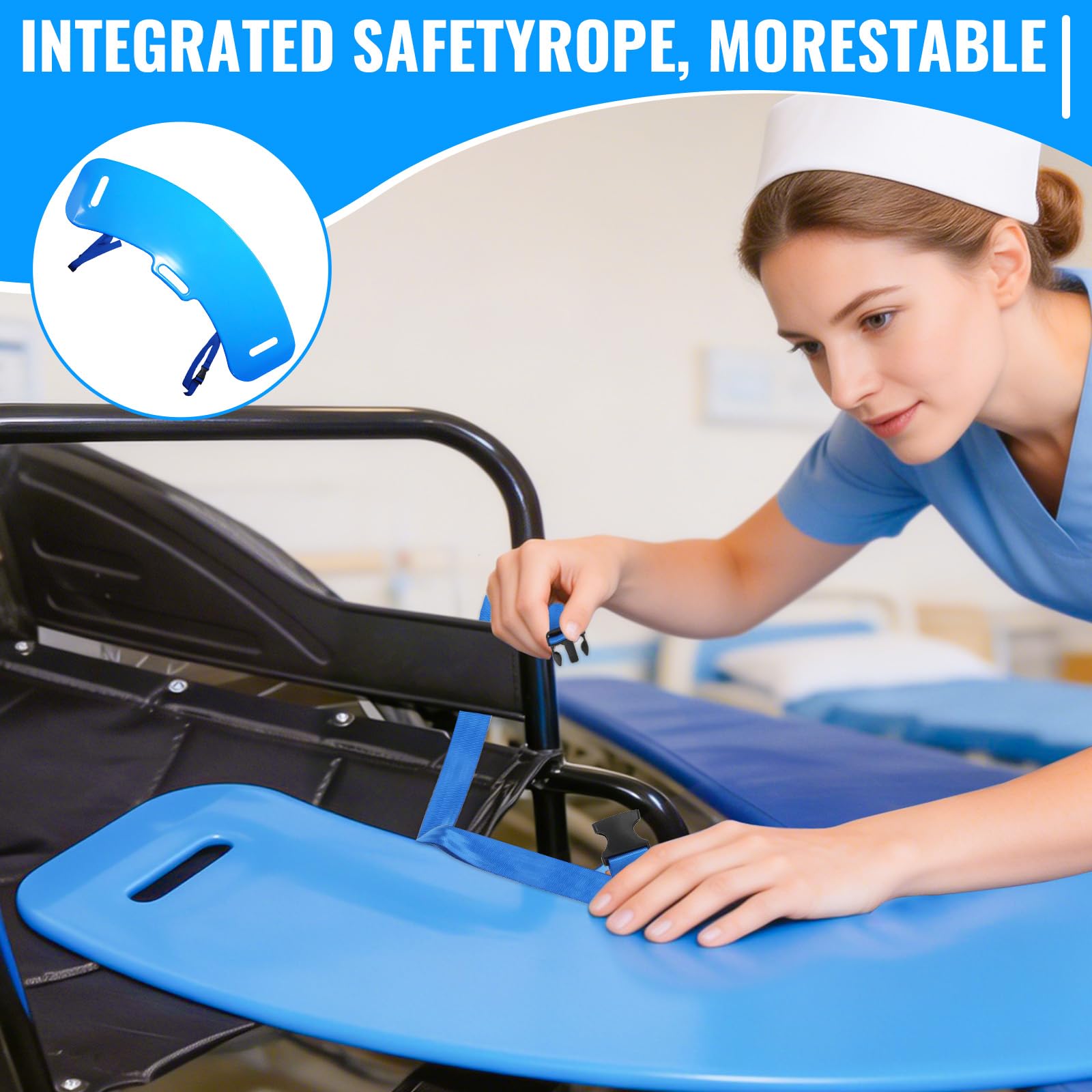 Slide Transfer Board – Transferencia de pacientes de silla de ruedas a cama, inodoro, bañera y coche – Con práctica asa (azul)