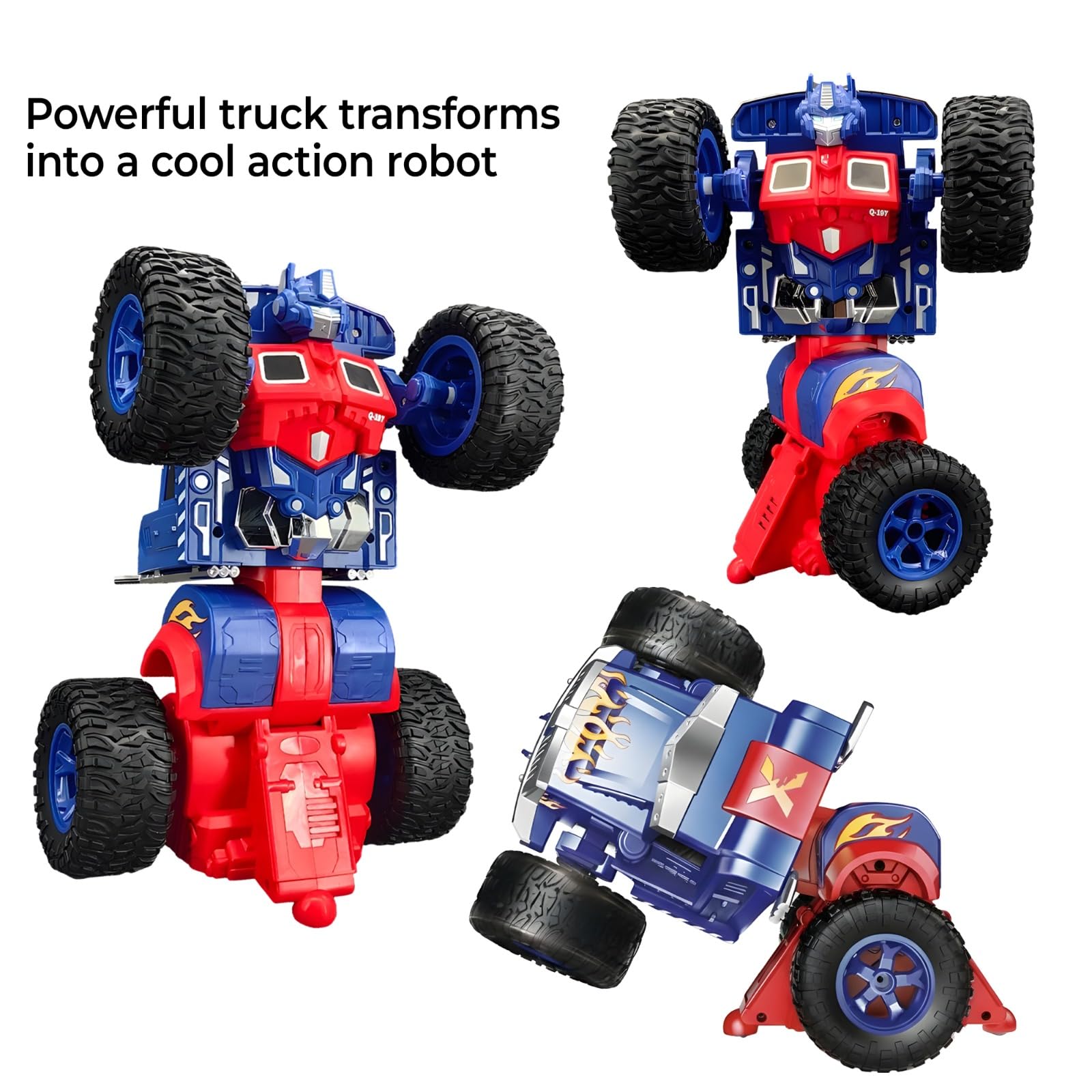 WireScorts 2-in-1 Deformation Robot RC Truck Car Toy for Boys 8-13, Remote Control Convertible Truck with Rechargeable Battery, Multi Color 3