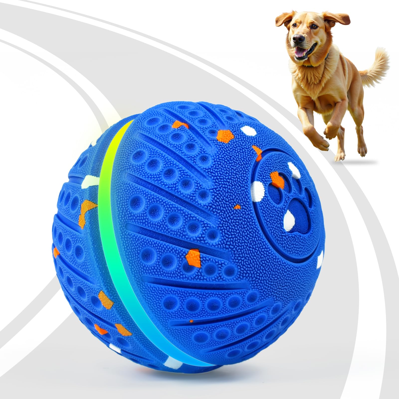 Jouet intelligent pour chien - Balle pour chien - Jouet interactif intelligent avec lumière et 3 modes de jeu - Étanche - Rechargeable - Pour chiens de taille moyenne et grande