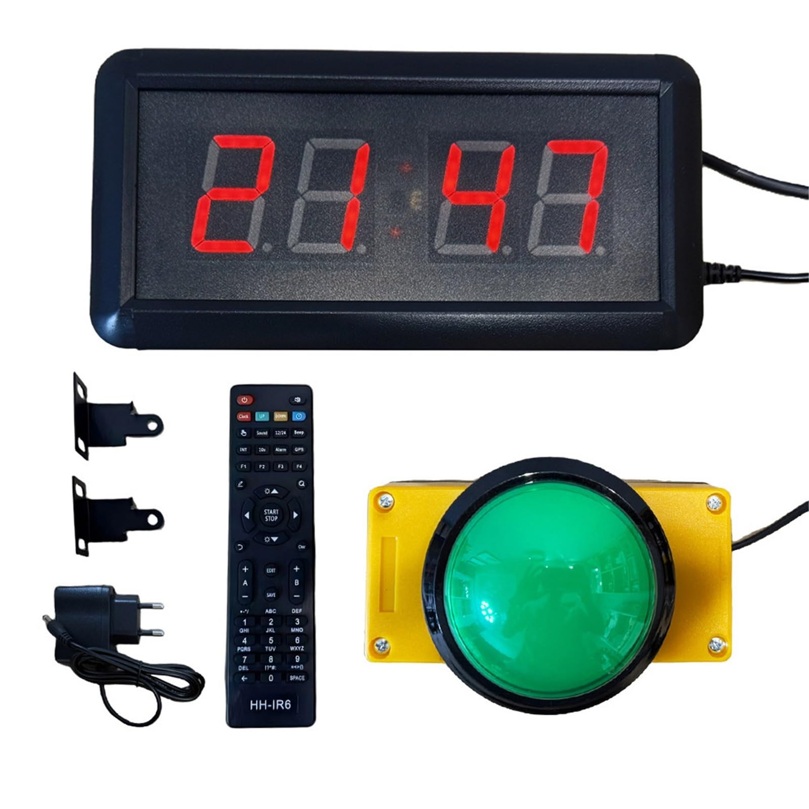 4-cyfrowy timer interwałowy z klaskaniem dłoni, minutnikiem do ćwiczeń na siłowni i cyfrowym zegarem ściennym LED do wyzwań w grach 10S, wyścigów szybkościowych(Big Button)