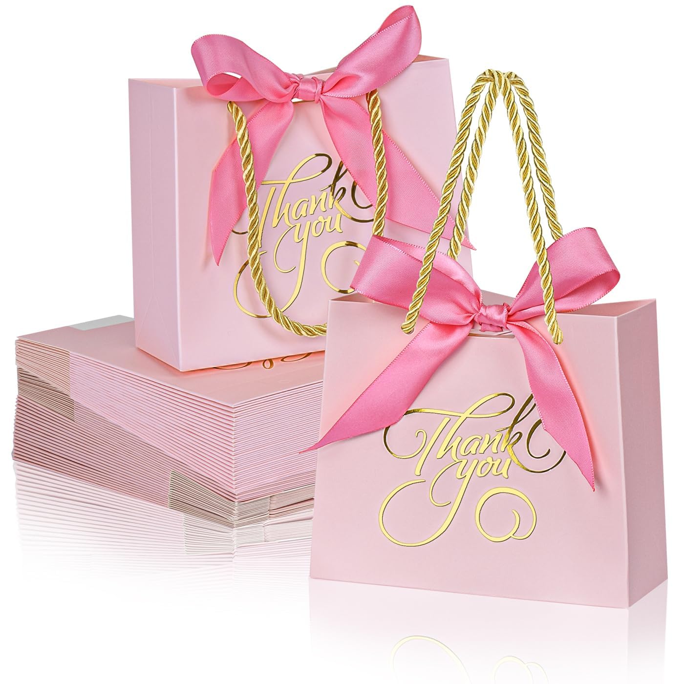 Petits sacs cadeaux de remerciement rose avec poignée DECHISY lot de 50