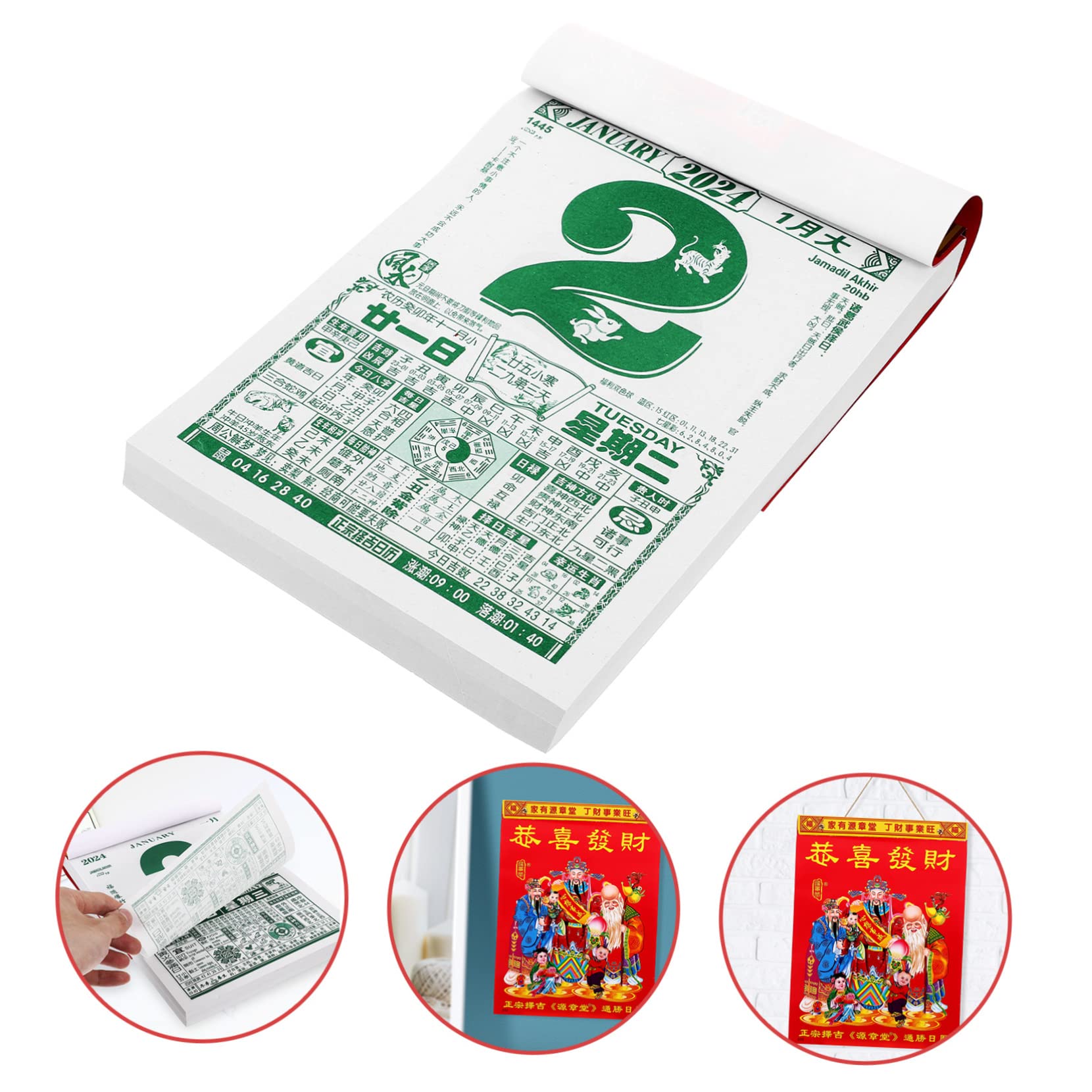 4 Stück 2024 Alter Almanach 12 Monats-Tischkalender Chinesischer Neujahrskalender Traditioneller Tageskalender Thekenkalender Hängekalender Anhänger Jahreskalender Mini The List Paper Kalender