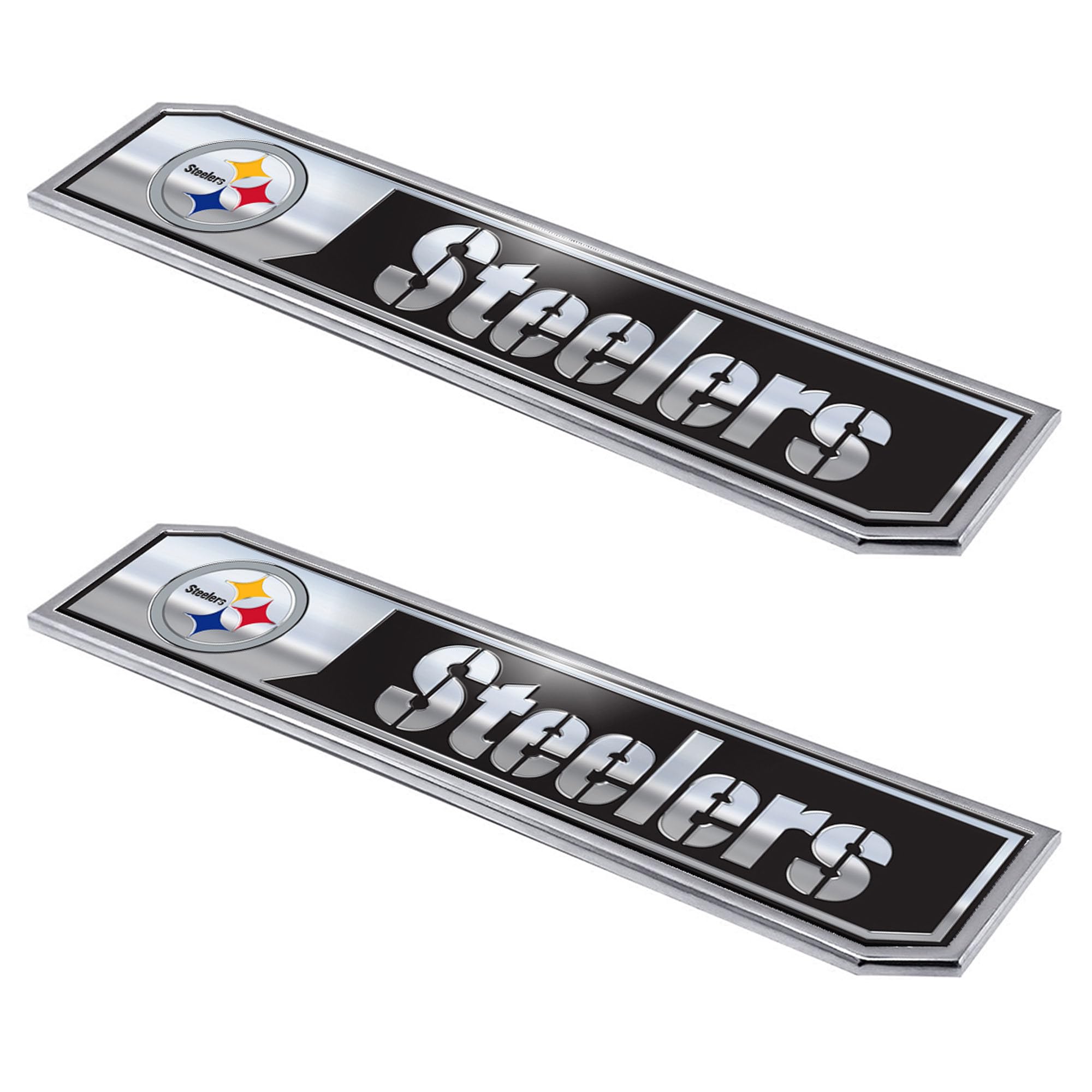 FANMATS NFL - Pittsburgh Steelers 2 Piece Heavy Duty Alumnium Truck Emblem Set, Black, 1.75" x 8"