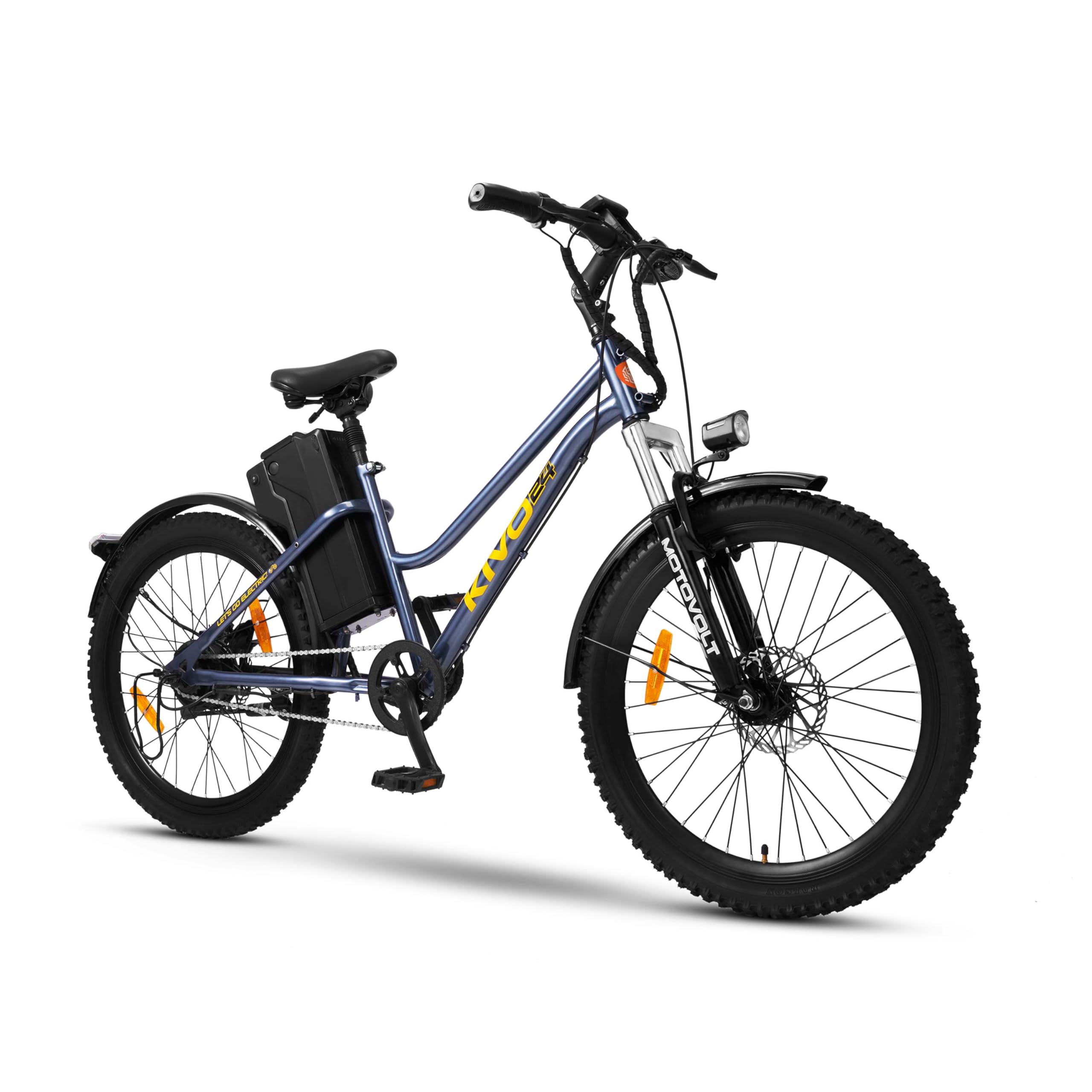 Motovolt Kivo 24 Standard Electric Cycle | 36V 250W BLDC Motor | Up to 45 KM Range | 6Ah Removable Li-ion Battery (IP65, BIS Certified) | 110 kg Payload | Front Suspension | 24” Tyres | Carbon Grey