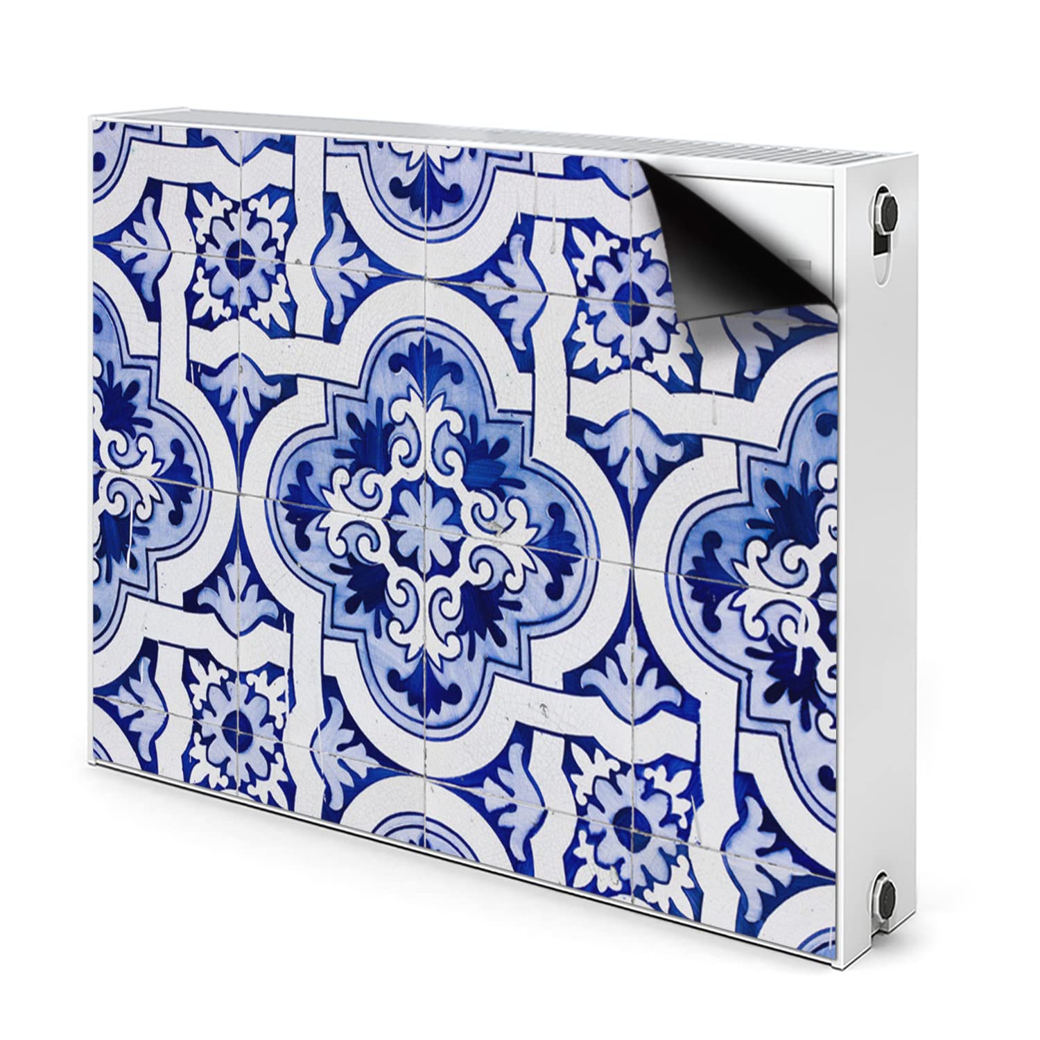 Cache radiateur bleu 80x60 pour cacher un vieux radiateur inesthétique