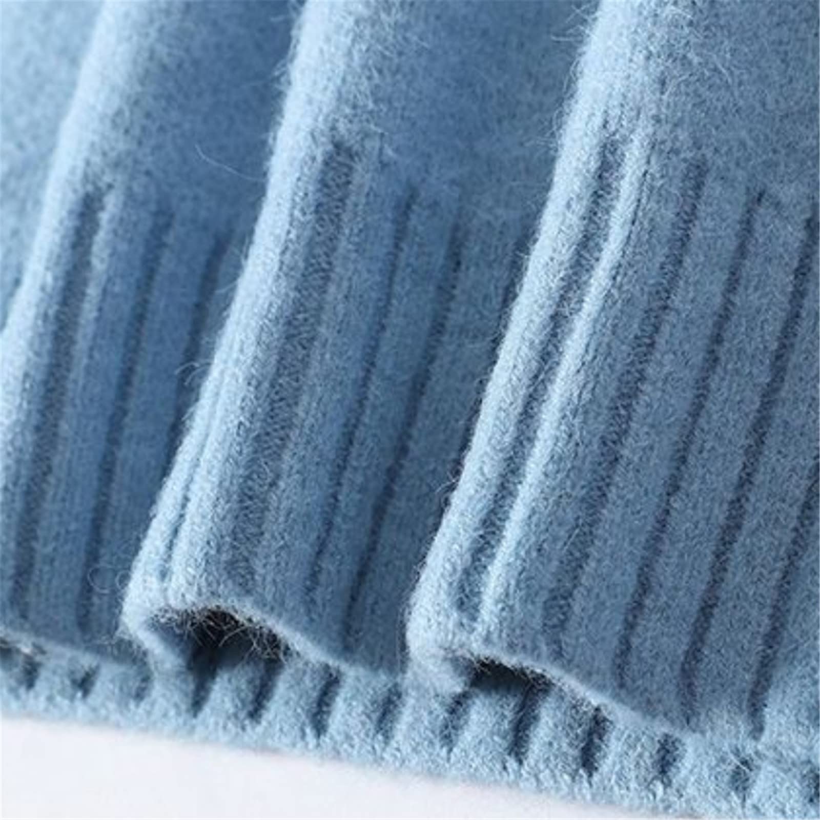 Vogrtcc Herren-Rollkragen, Herbst, Winter, gestricktes Fleece, lässig, dick, einfarbig, langärmelig, schmaler Pullover