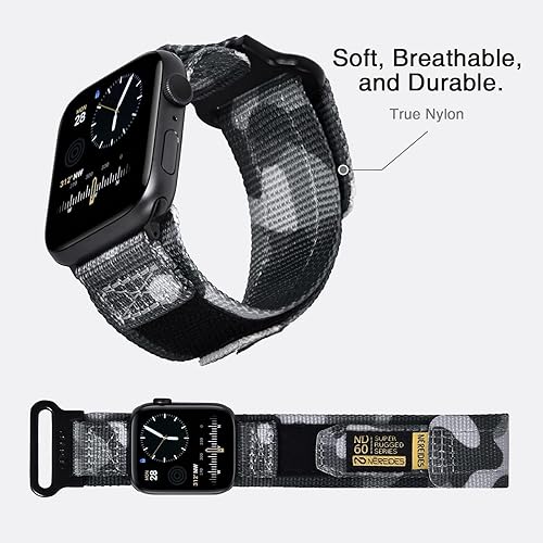 Vista 106 de Nereides Correa deportiva de nailon resistente con diseño de bucle tejido compatible con correa de Apple Watch, para iWatch de 1.65, 1.73, 1.77