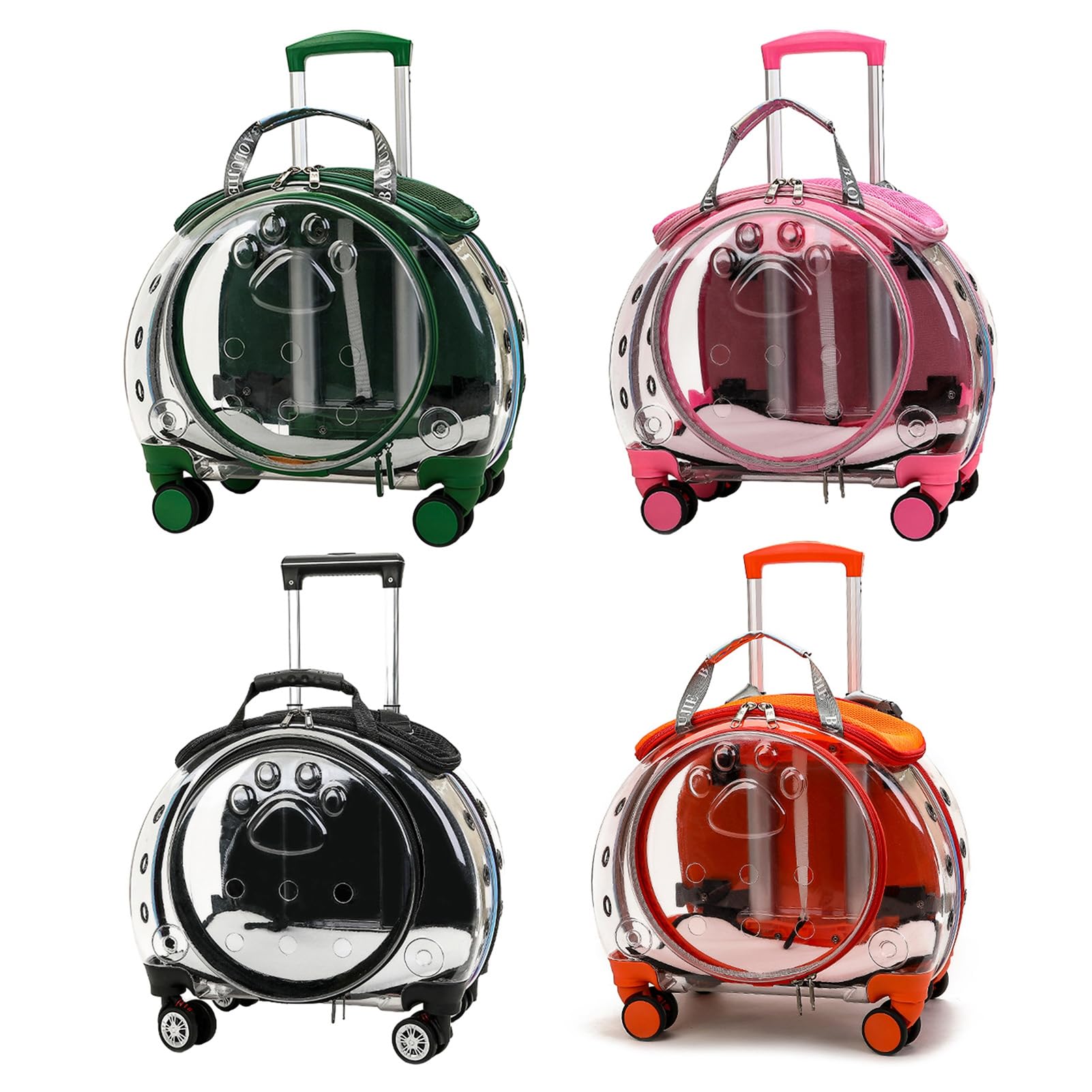 Trolley per animali domestici con ruote silenziose staccabili aggiornate, fori di ventilazione trasparenti, trasportino per cani e gatti con manico telescopico, perfetto per viaggiare/fare
