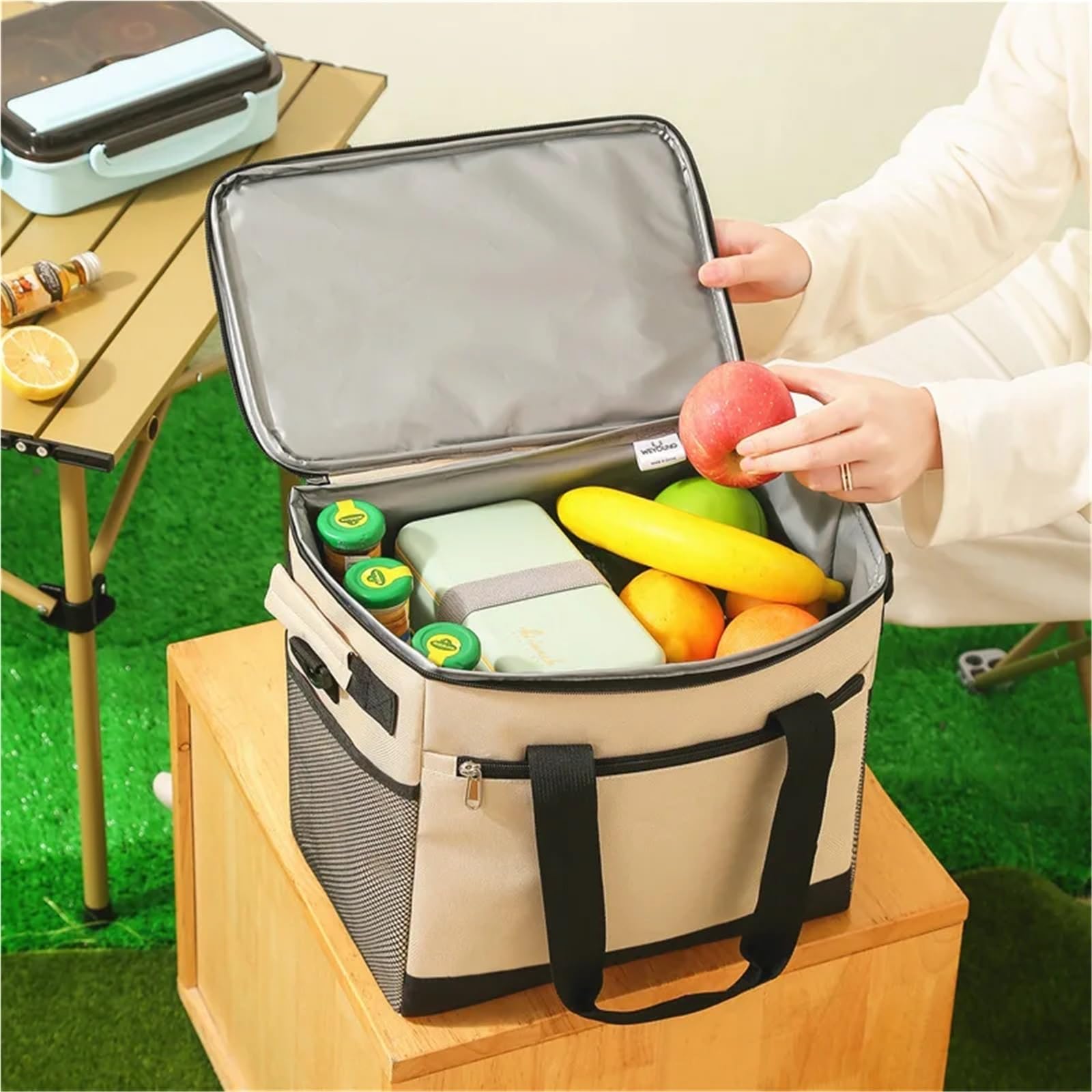 Borsa termica pieghevole di grande capacità, isolata, for picnic, pranzo al sacco, raffreddamento for viaggi all'aperto e campeggio Per Lavoro, Ufficio, Scuola, Picnic, Viaggi