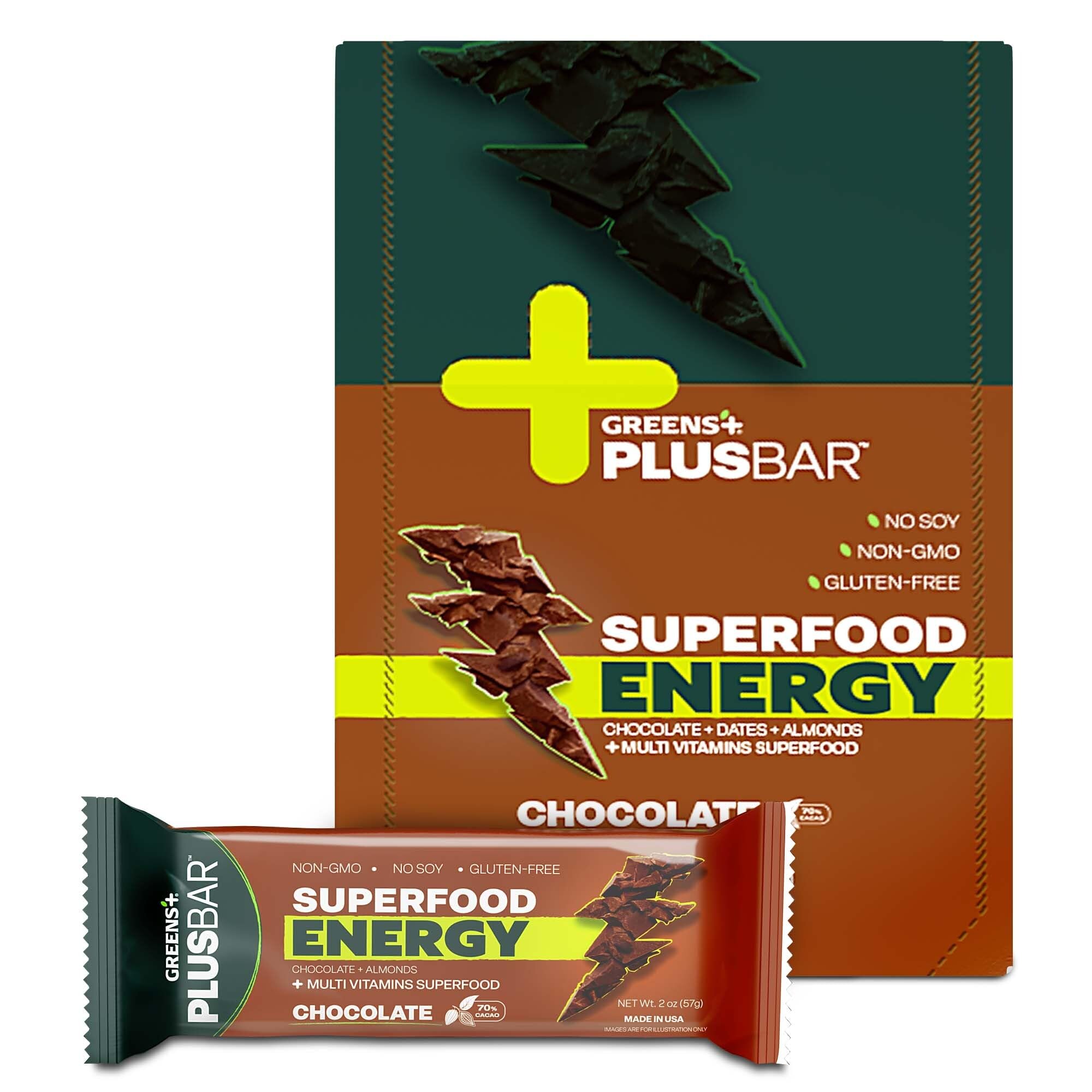 Greens+ Plus - +Plusbar Energy Bars Box Chocolate 12 157422