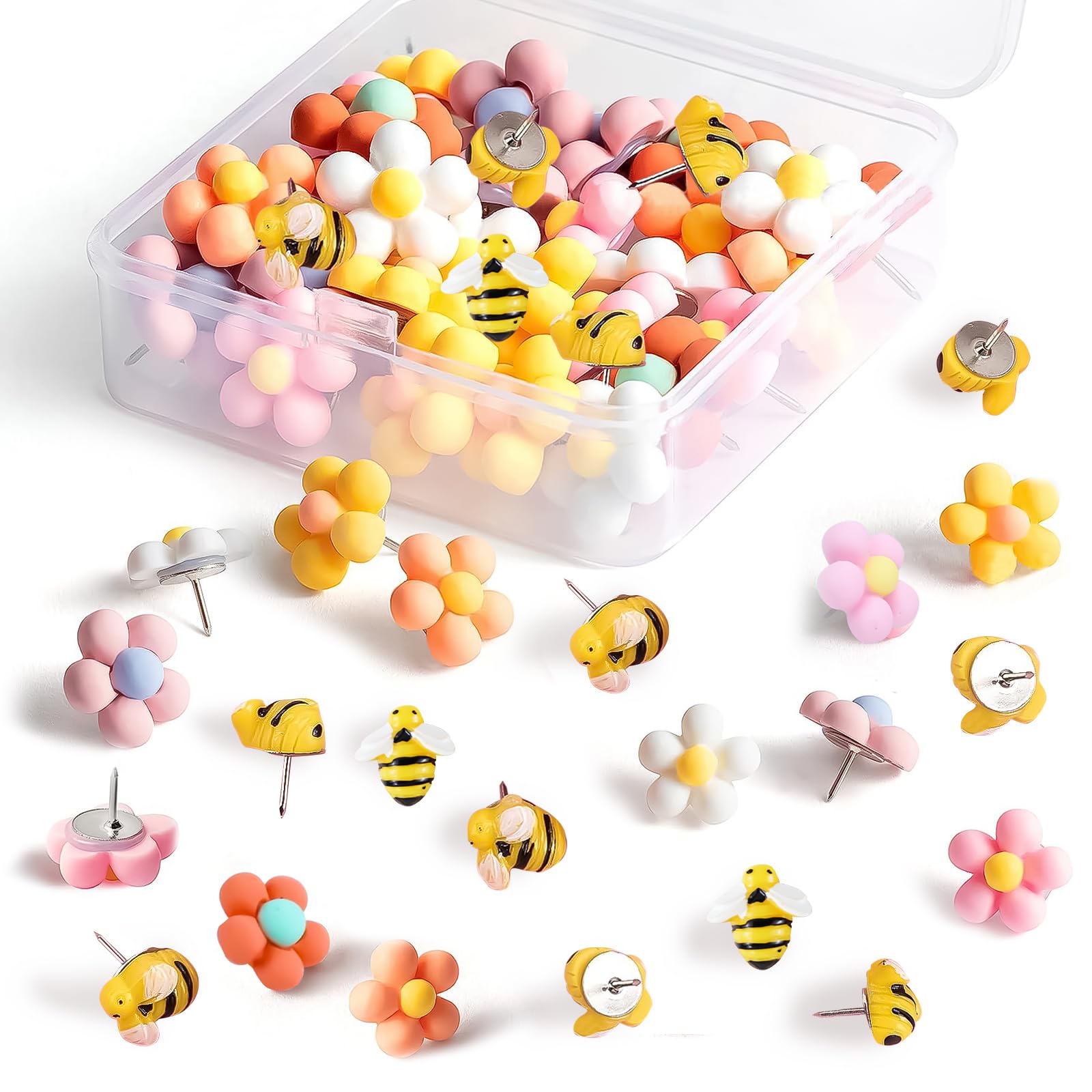 Push Pins for Bulletin Board, 36pcs Flower Push Pins and