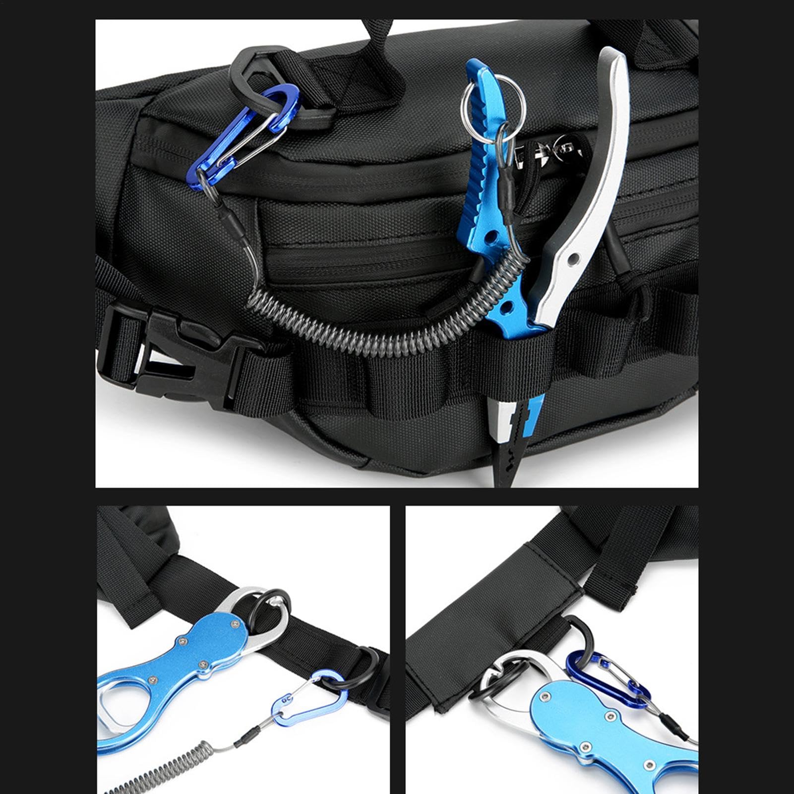 Marsupio da pesca – Marsupio per pesca a mosca, marsupio multifunzionale per escursionismo, borsa portatile per pesca a mosca, accessori per uomini e donne, corsa, ciclismo, escursionismo, Nero