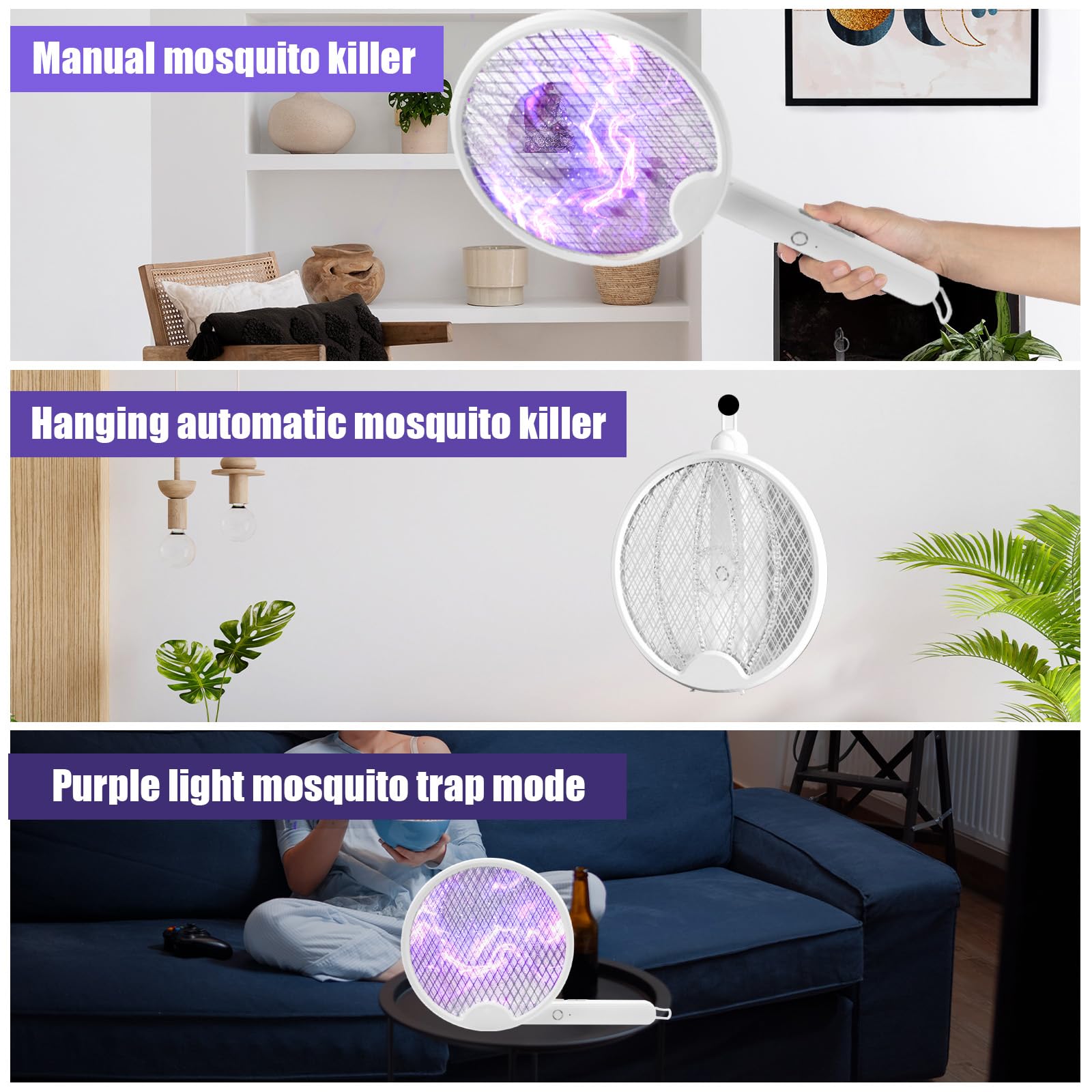 Fsaklaskdy Anti Moustique, Raquette Electrique Insectes, Tue