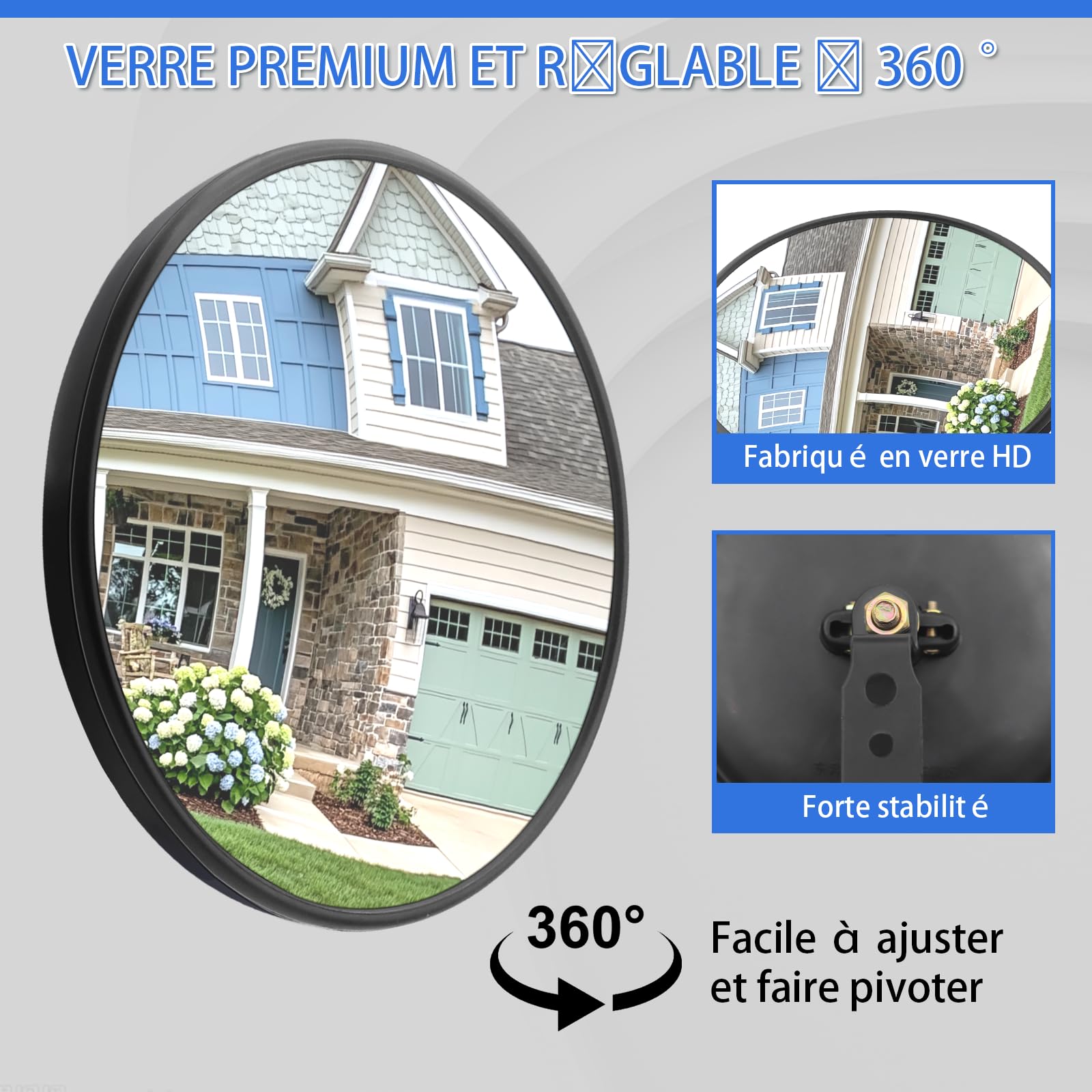 Avec miroir de sécurité convexe mural réglable - miroir de circulation pour la sécurité (1Pcs 14.5cm)