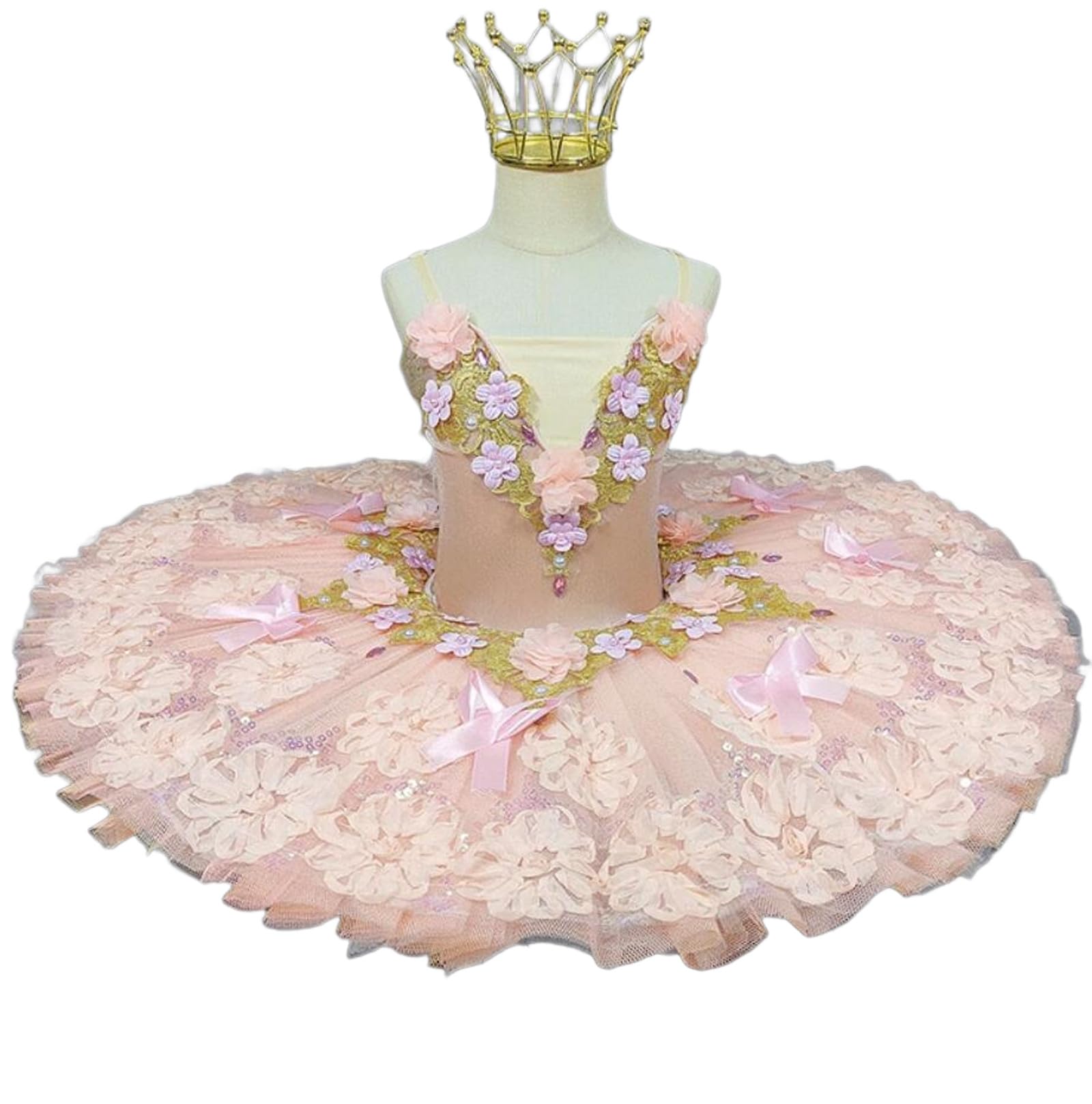 Mädchen Ballett-Tutu Tüllkleid Ärmellos Trikot Schwanensee Ballerina Bühnentanz Wettbewerb Kostüm Übungstanzkleidung (A3483)
