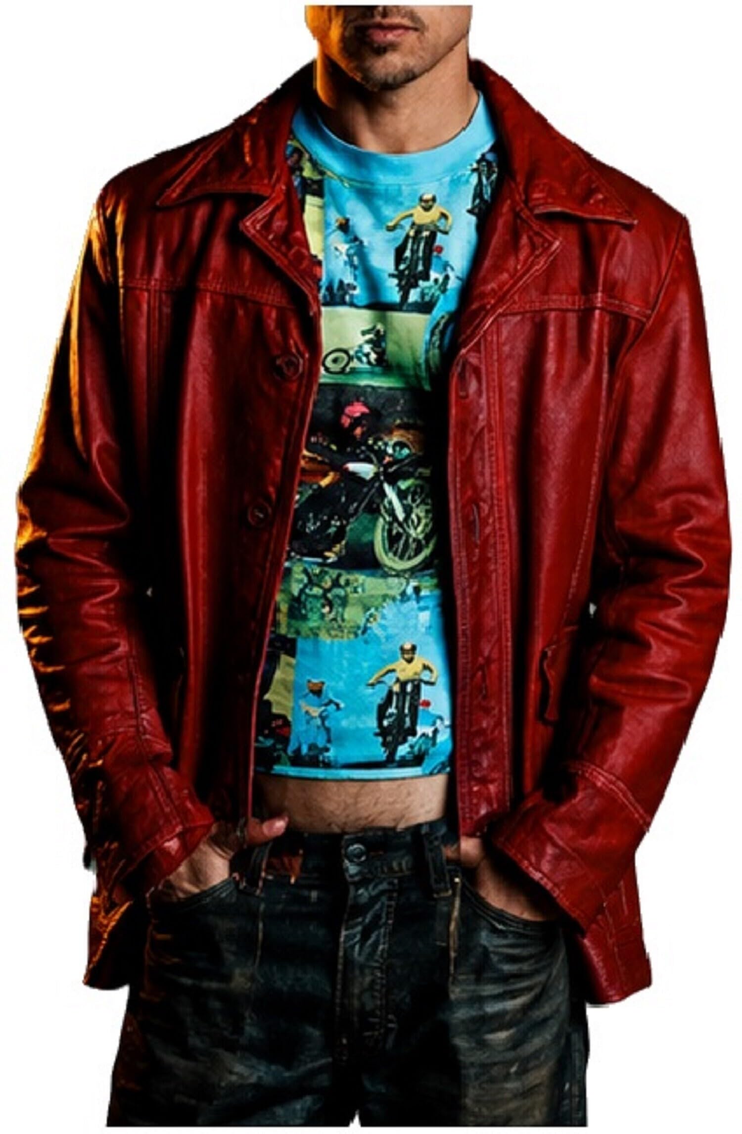 Tyler Durden - Chaqueta de cuero para hombre, estilo retro, informal, inspirada en la película Fight Club, estilo vintage