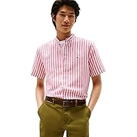 Tommy Hilfiger Uomo Camicia Linen Blend MAO con Colletto Grandad