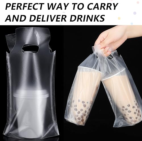 Miniatura 7 de 1000 unidades de transportador de bebidas para entrega, bolsa de plástico con asa, soporte para una sola taza, contenedor de café portátil para café