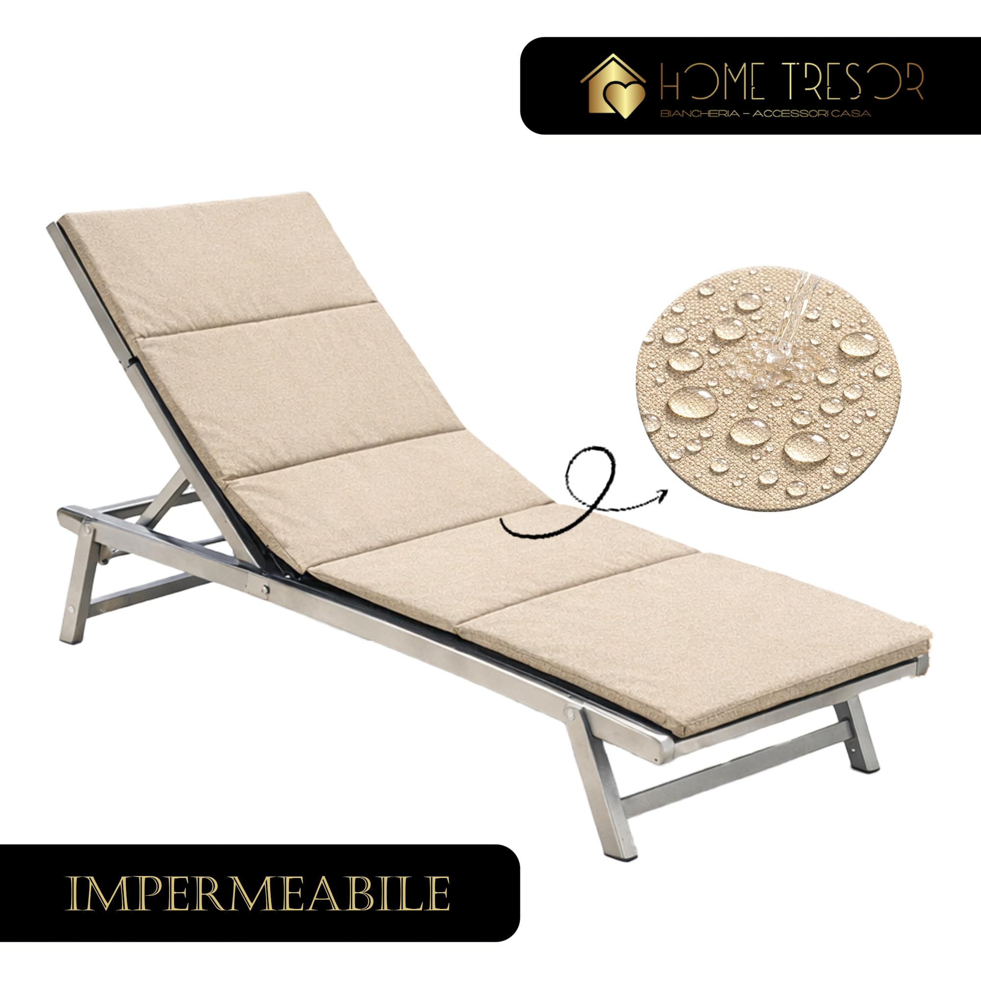 Home Tresor Cuscino Materassino per Sdraio Lettino Prendisole Spiaggia Giardino Imbottito Pieghevole da Esterno con 2 Maniglie Resistente alla SABBIA e all'Acqua IMPERMEABILE Antiumidità - Dove