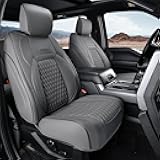 Coverado Front Seat Covers for Toyota Tundra 2007–2013, 2022–2023, Faux Leather Gray Car Seat Protector Cushions for Truck Interior Accessories