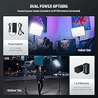 Vista 6 de Neewer Kit de iluminación LED de 18 pulgadas con panel de luz de video con control remoto, paquete de 2 unidades de 45 W regulable bicolor + soporte