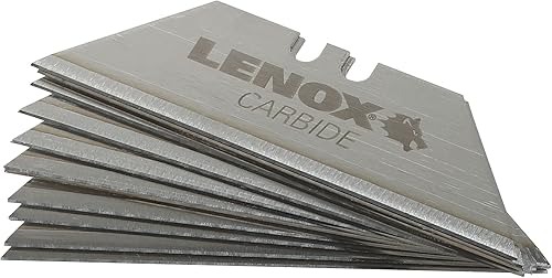 LENOX Cuchillas de cuchillo utilitario, 10 cuchillas de carburo, 34 pulgadas, plegables y portátiles, almacenamiento para cuchillas (LXHT11800T)