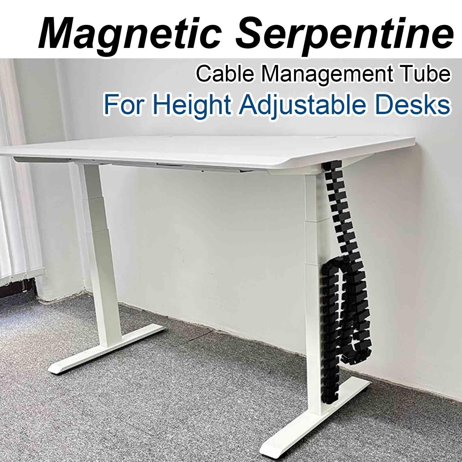 Cable Management para Escritorio Ajustable, Organizador Magnético Flexible De 132cm, Canal para Cables De Oficina Y Gaming Desk(White)