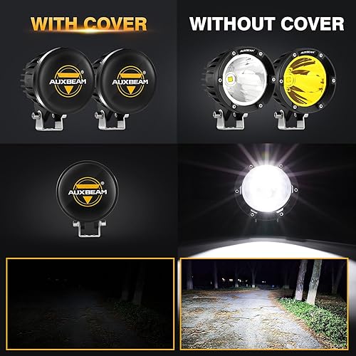 Miniatura 2 de Auxbeam Cápsulas LED redondas de 4 pulgadas y 72 W con cubiertas de luz negra, barra de luz de punto para todo terreno, luces antiniebla, luces