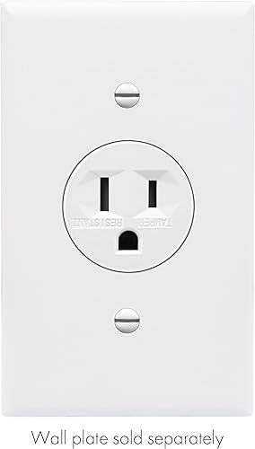 Miniatura 4 de ENERLITES Tomacorriente de un solo receptáculo, resistente a manipulaciones, grado comercial, 3 cables, tornillo de puesta a tierra, 2 polos, 5-15R,