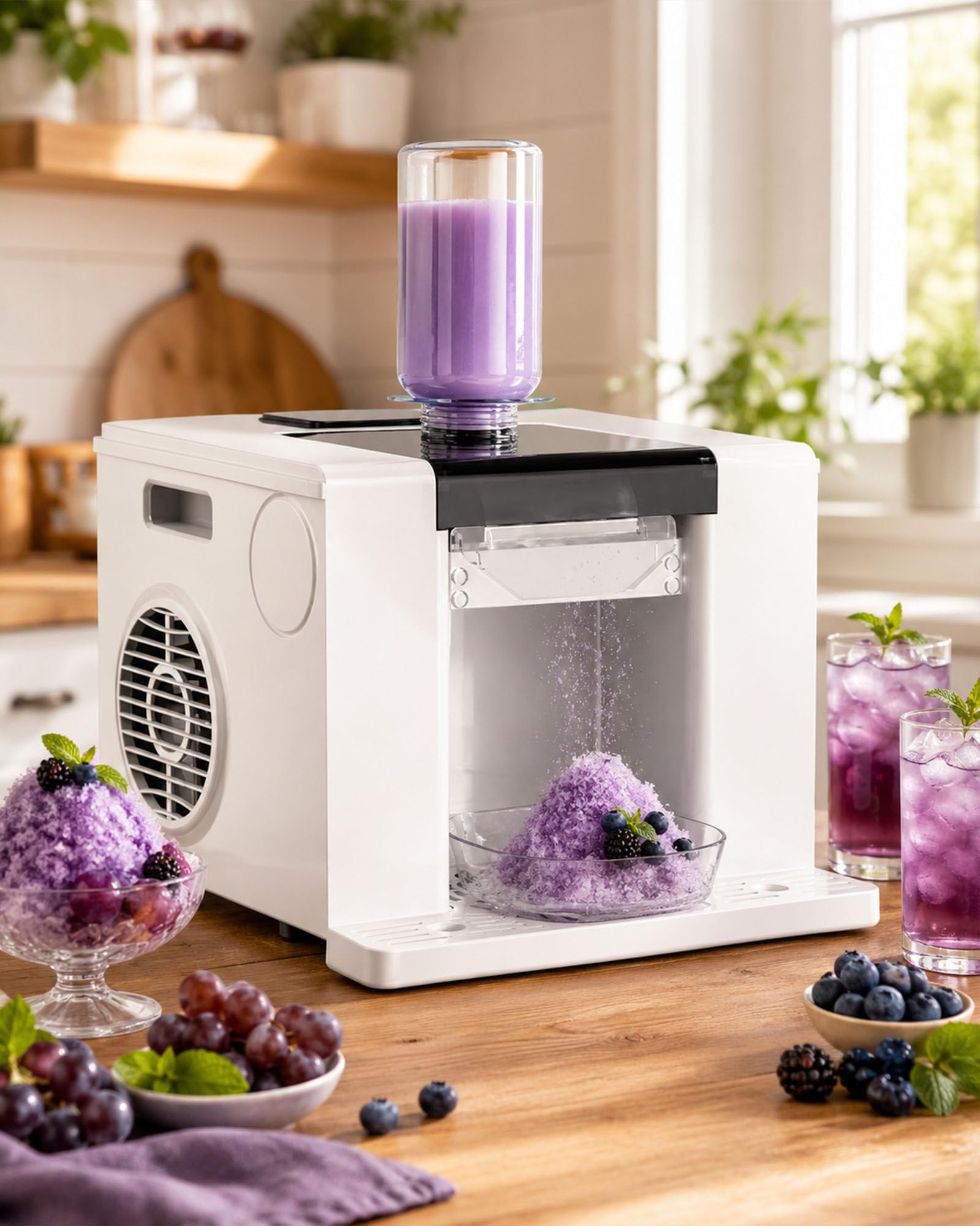 smafoseedding 350w Shaved Ice Machine,2000rpm Automatic Snowflake Ice Machine,750ml Snow Cone Maker With Touchscreen,Commercial & Home Bingsu Maker For Slushy Coffee,Milk Tea,Smoothie White