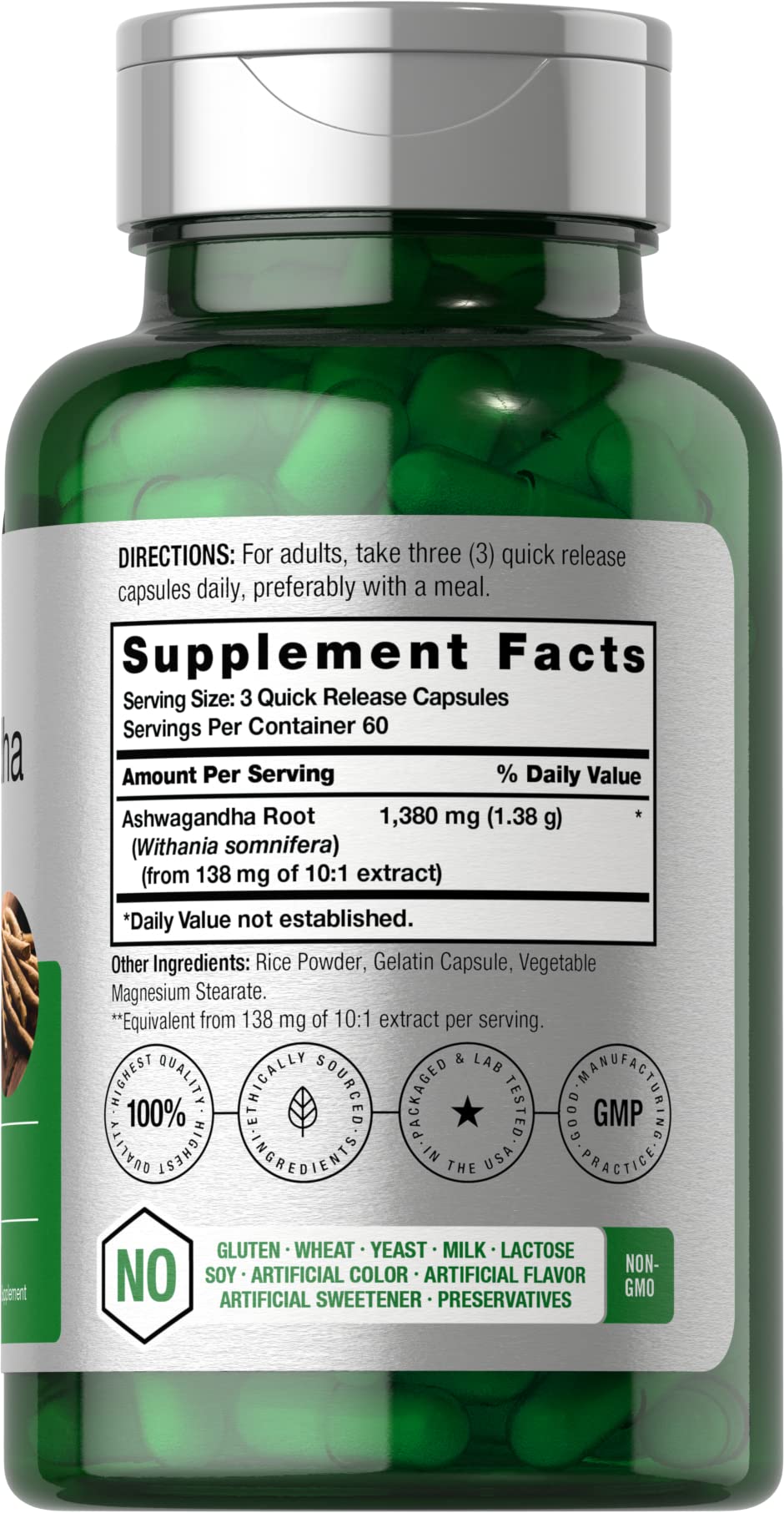 Horbäach Ashwagandha Supplement | 180 Capsules | for Women and Men | Herbal Root Extract | Non-GMO, Gluten Free