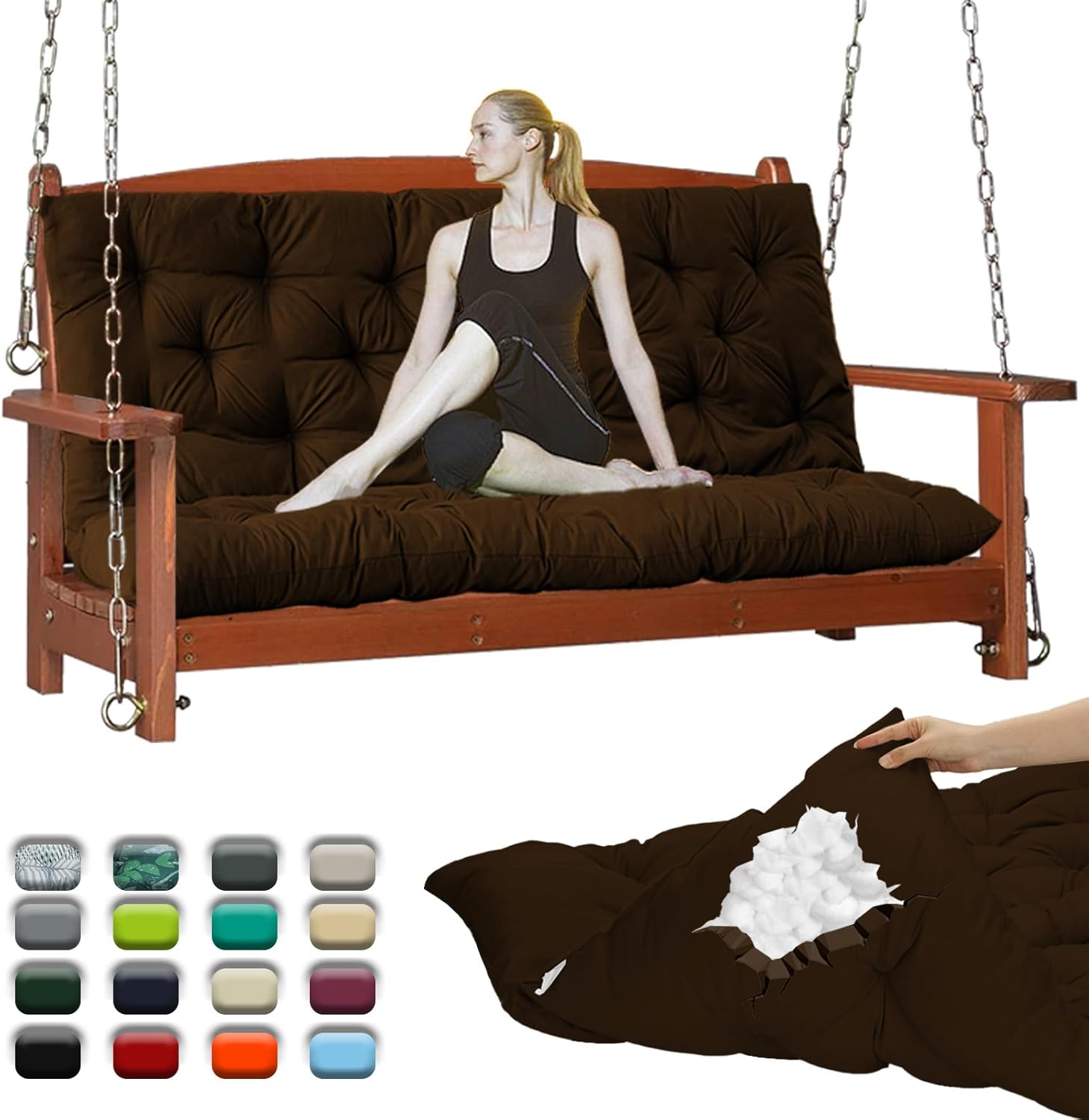 Outdoor Swing Cushions 60”, Porch Swing Cushions Thicken 4", AntiFading Patio Swing