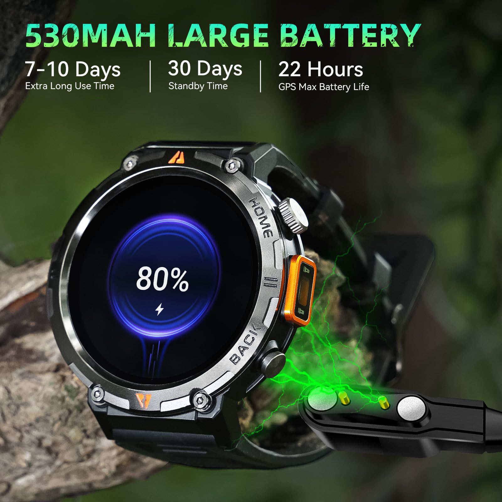 GPS Smartwatch Militare Uomo Impermeabile 3ATM con Torcia LED Bussola, 1,45" HD Rugged Smartwatch Orologio con Chiamate Bluetooth, Fitness Watch con Cardiaca SpO2 Notifiche WhatsApp per Android iOS